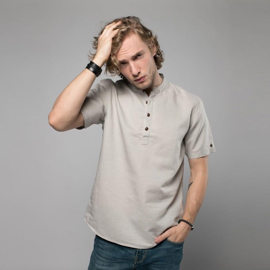 Nip/Kit Design - Mandarin Collar Linen Blend Shirt