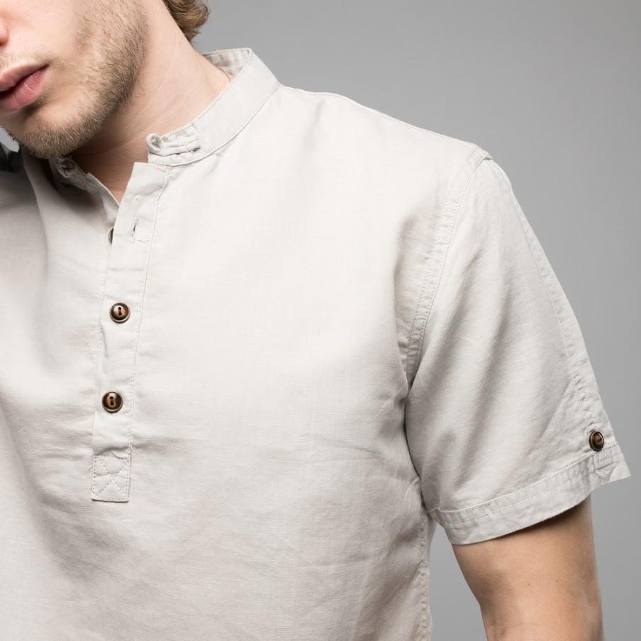 Nip/Kit Design - Mandarin Collar Linen Blend Shirt