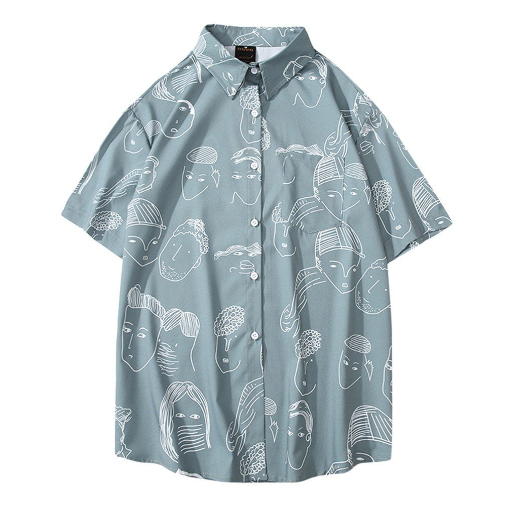 Cartoon Print Short Sleeve Shirt