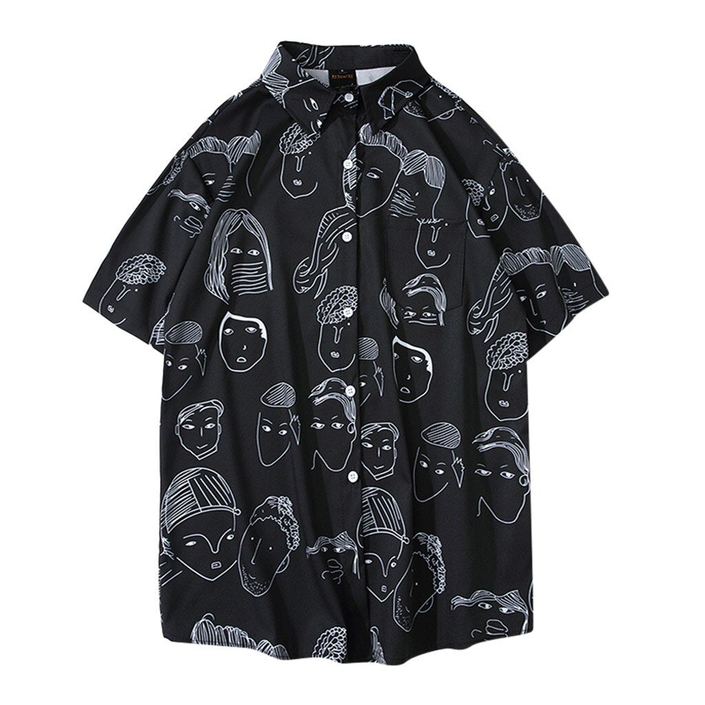 Cartoon Print Short Sleeve Shirt