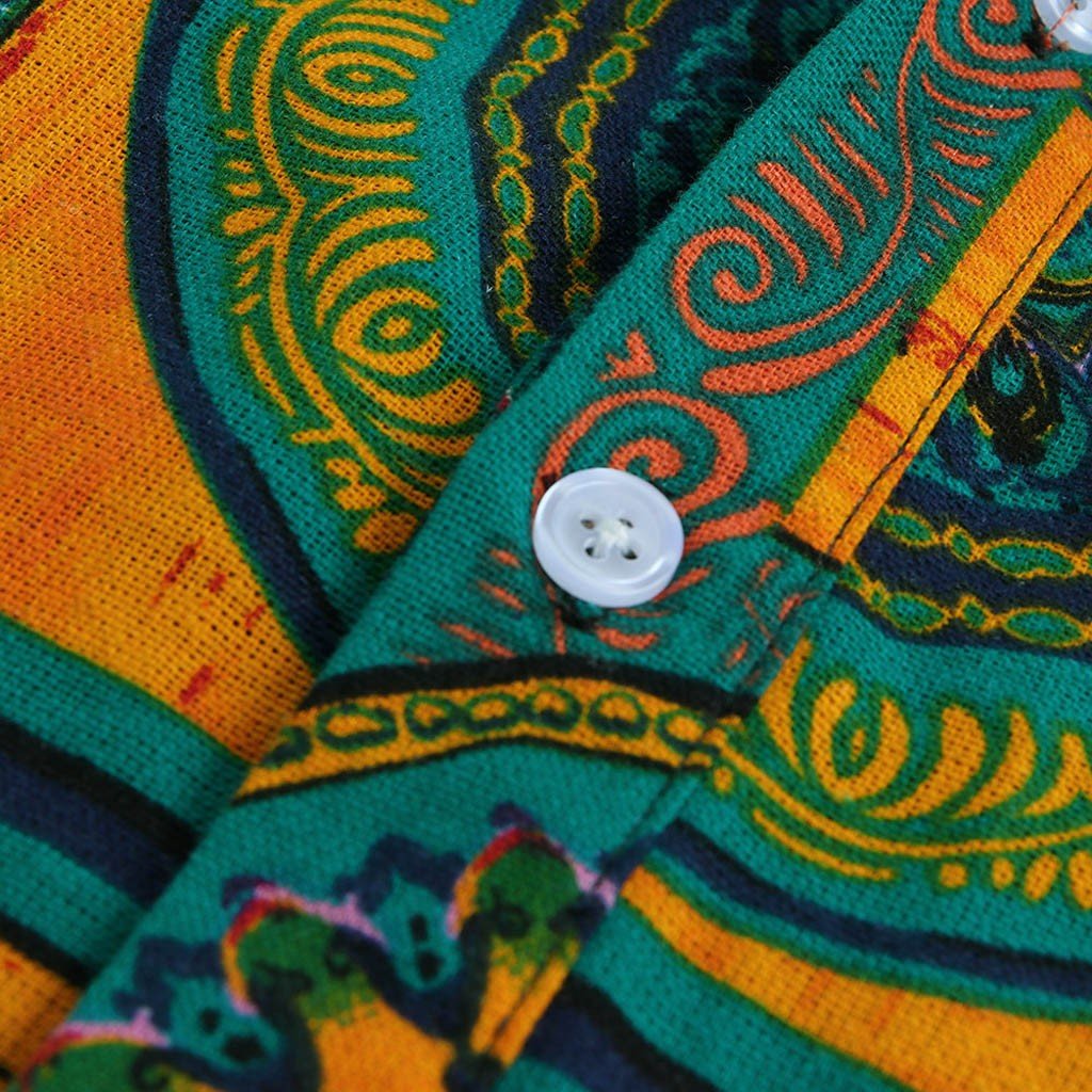 Printed Short Sleeve Linen Blend Shirt