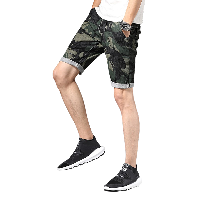 Isaac Camo Denim Shorts