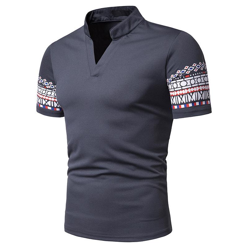 Ashton Mandarin Collared V-Neck Polo Shirt