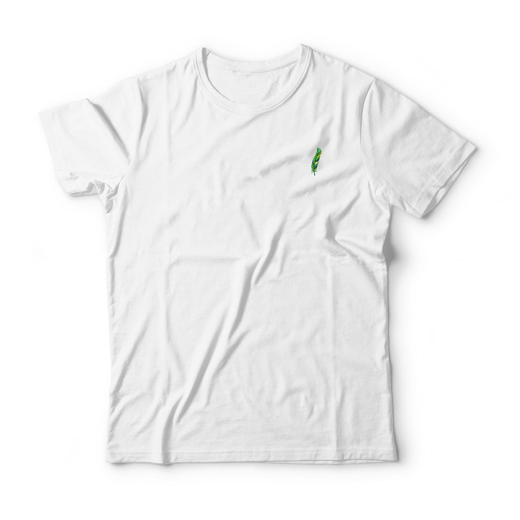 Green Feather Embroidered T-Shirt