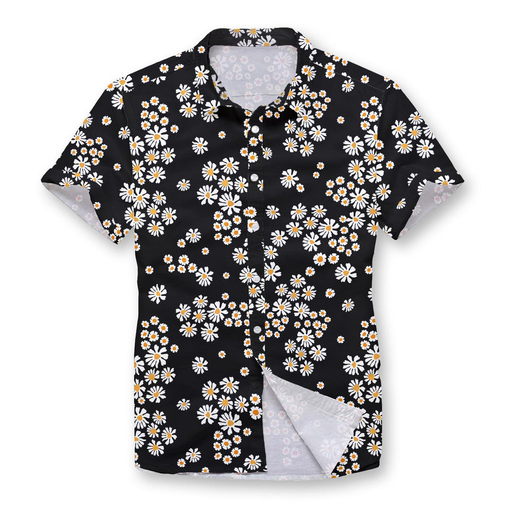Black Daisy Pattern Button Shirt