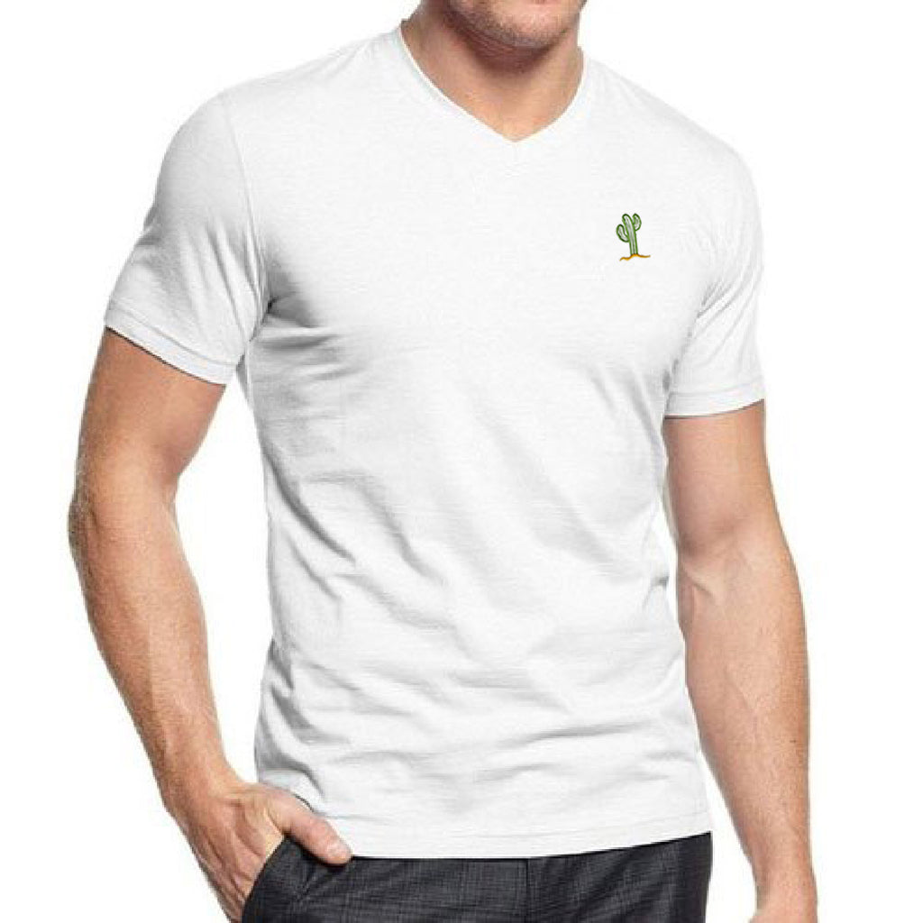 Cactus Embroidered V-Neck T-Shirt