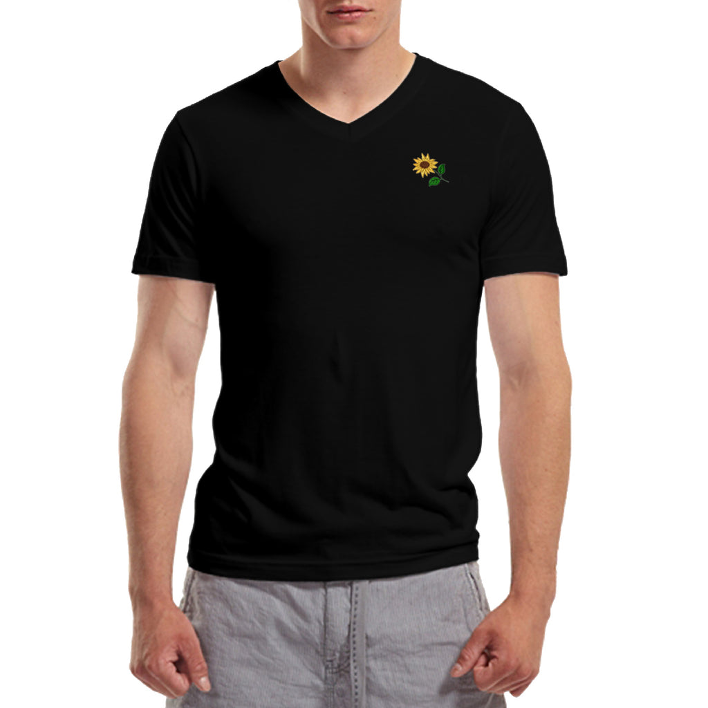 Sunflower Embroidered V-Neck T-Shirt