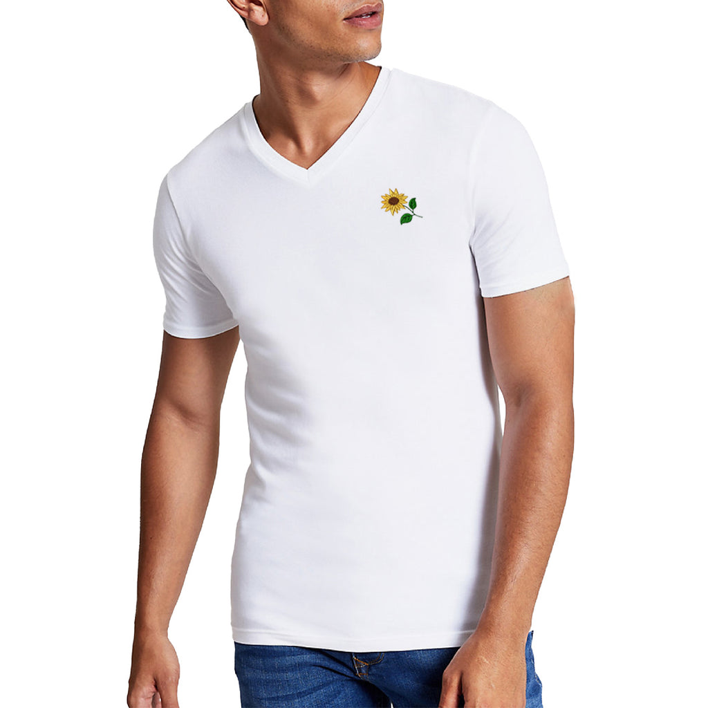 Sunflower Embroidered V-Neck T-Shirt