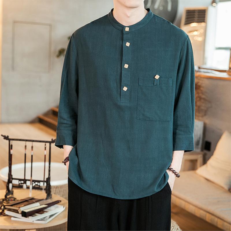 Light Henley Linen Blend Shirt
