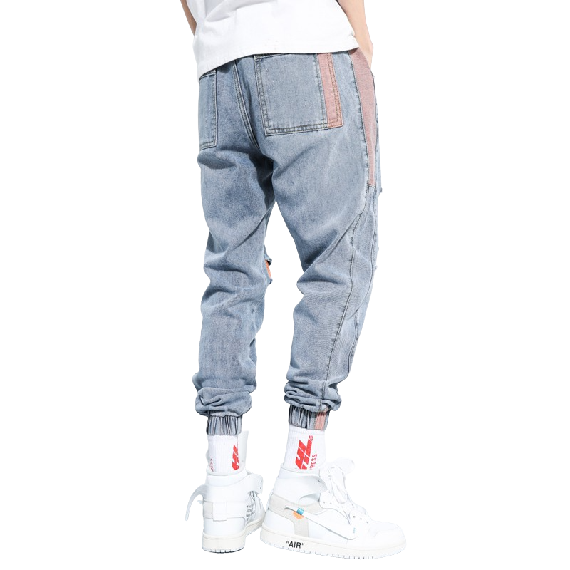 Light Distressed Denim Joggers