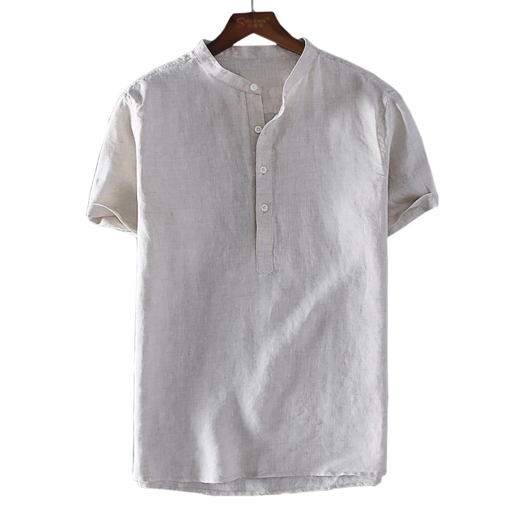 O-Neck Short-Sleeved Henley