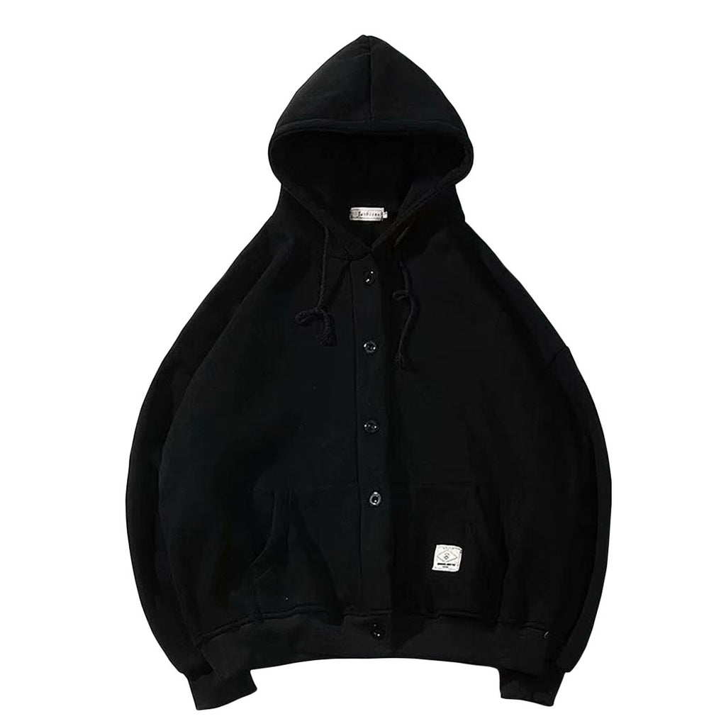 Casual Baggy Button-Up Hoodie
