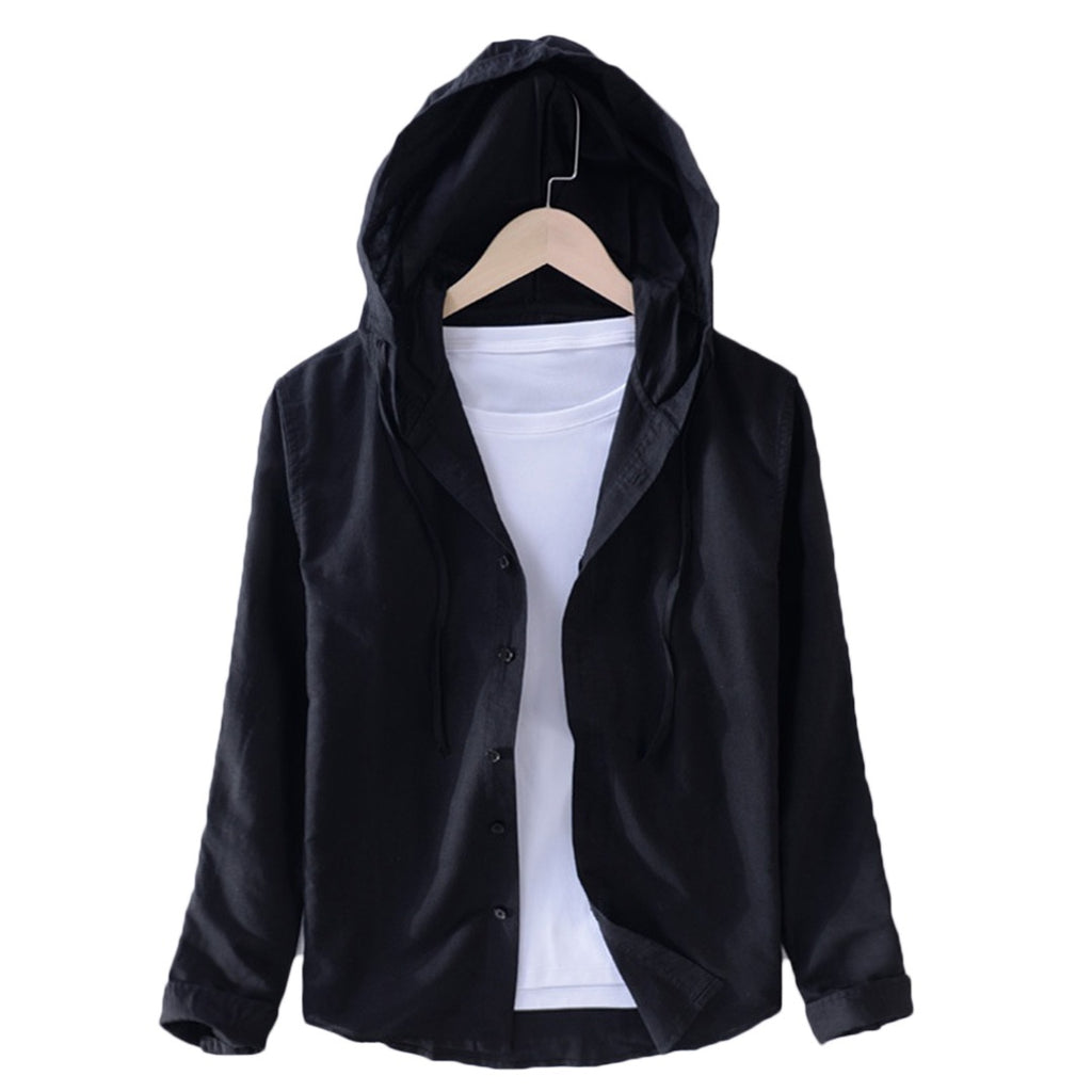 Hensley Linen Blend Hooded Shirt