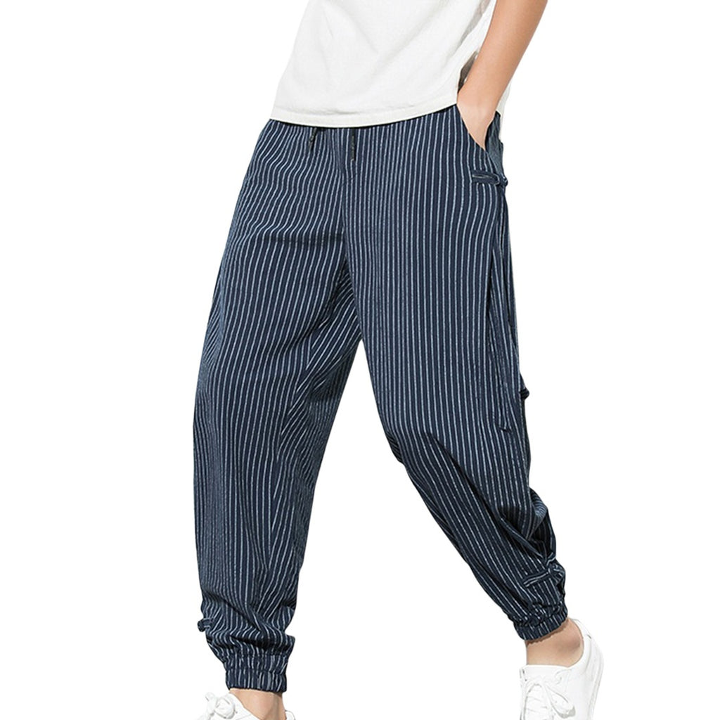 Vertical Stripe Harem Pants