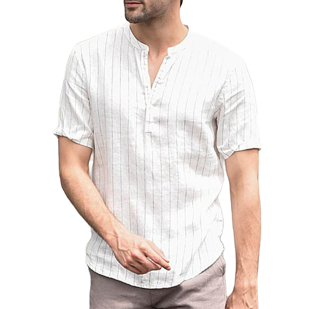 Striped Short-Sleeve Henley