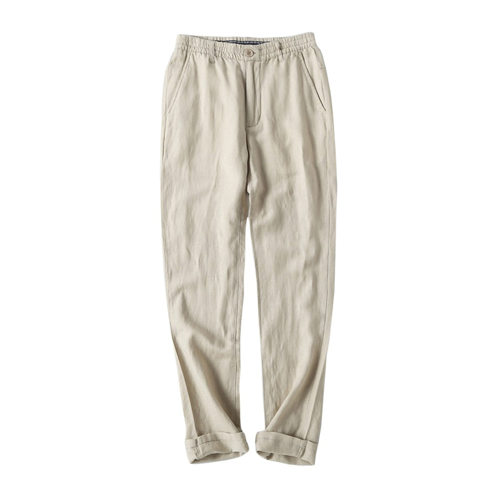 Drawstring Linen Blend Pants
