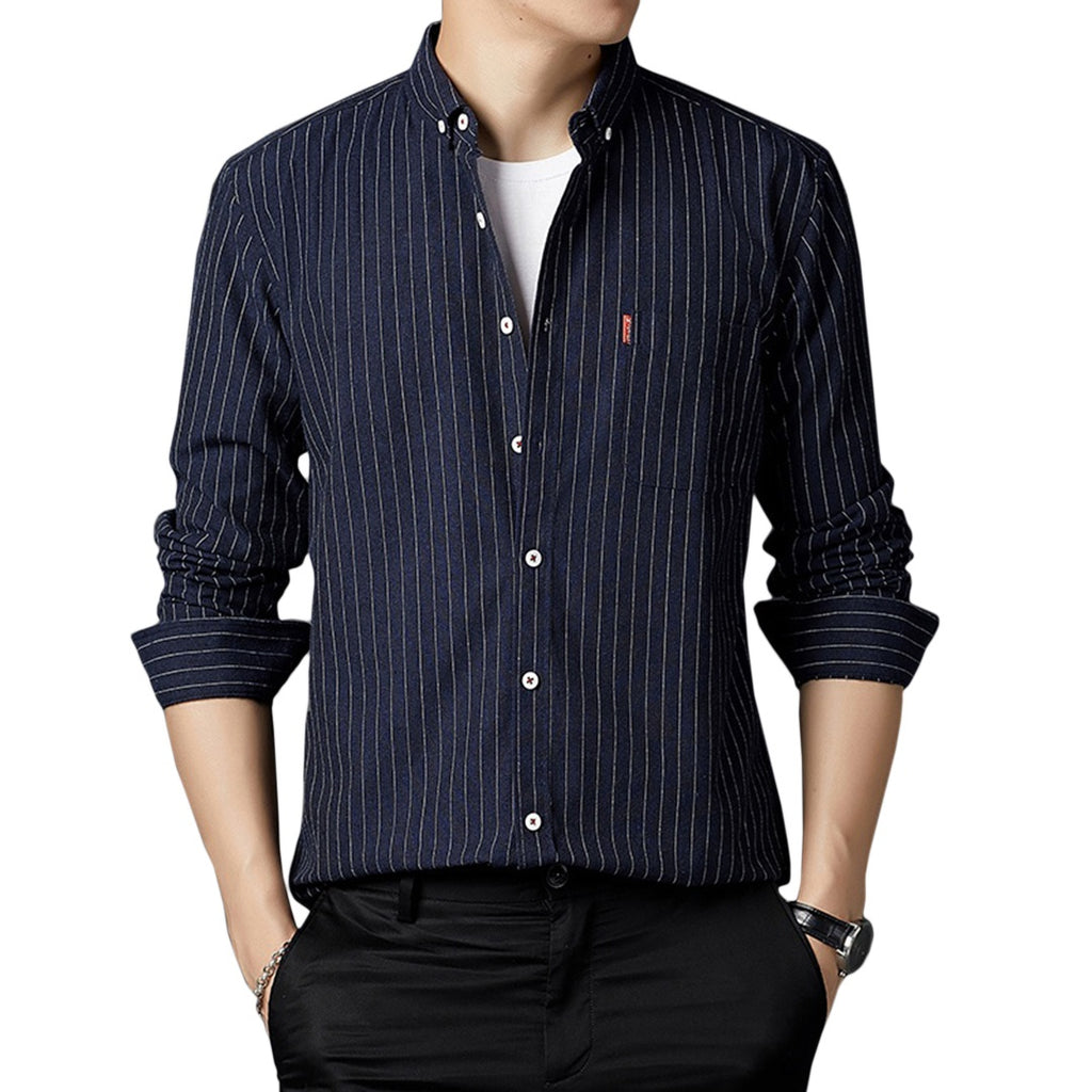 Pinstriped Oxford Button-Down Shirt