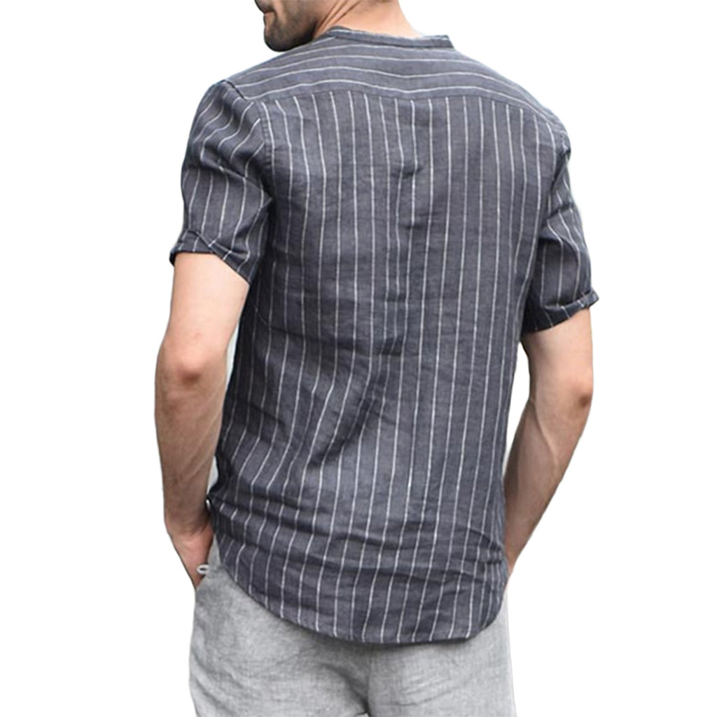 Striped Short-Sleeve Henley