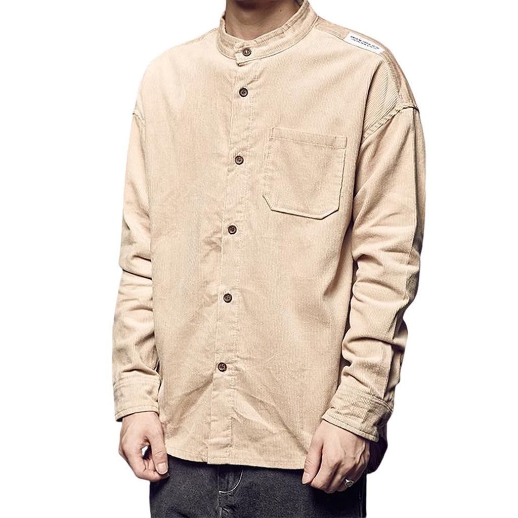 Corduroy Mandarin Collar Shirt