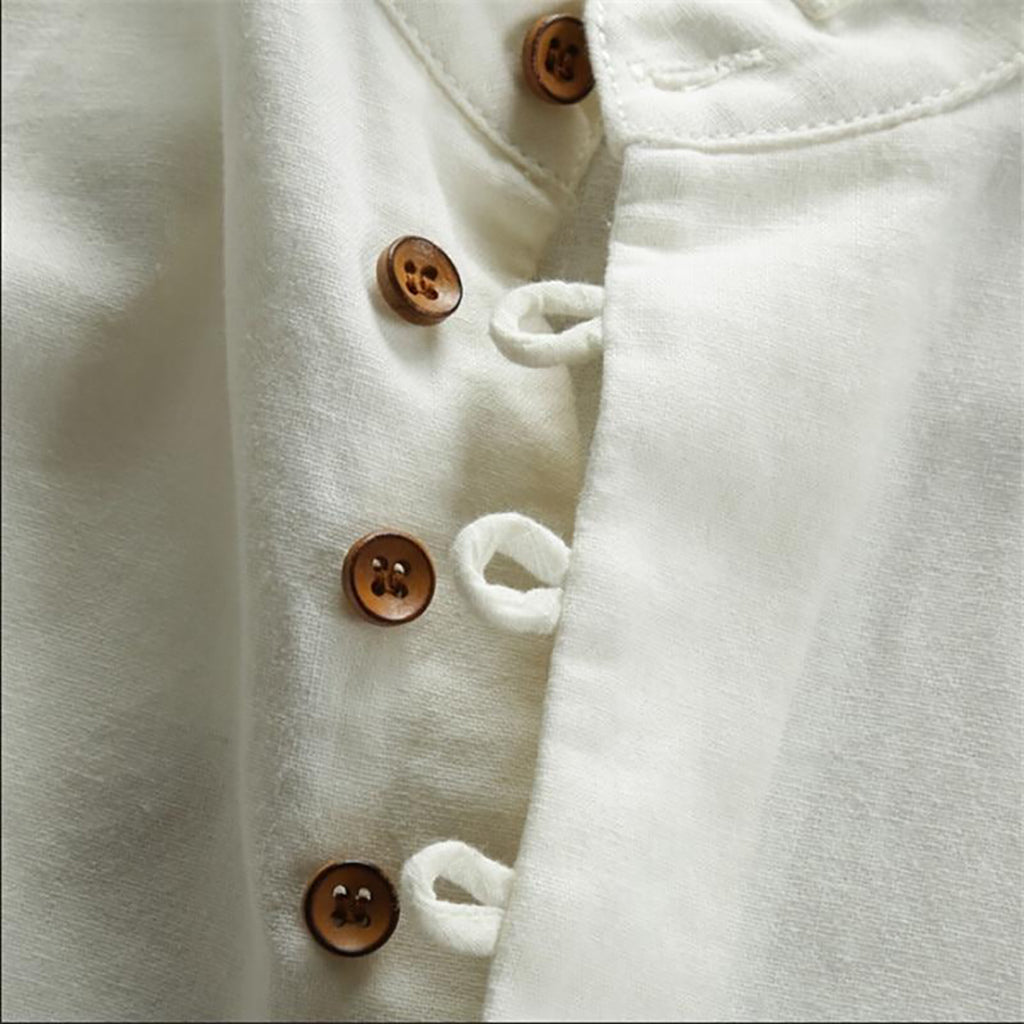Long Sleeve Mandarin Collar Cotton Shirt