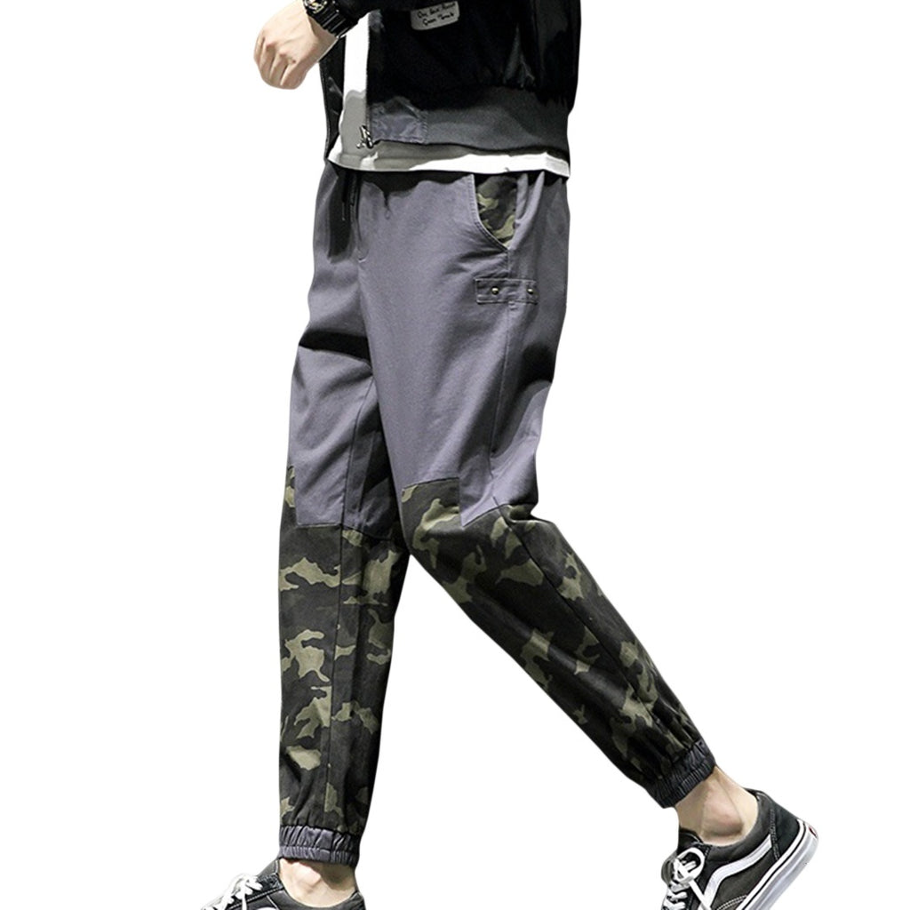 Casual Loose Gray Velvet Camo Joggers