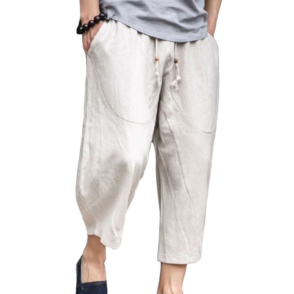 Calf Length Linen Blend Pants