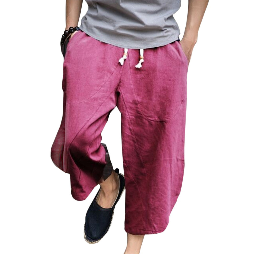 Calf Length Linen Blend Pants